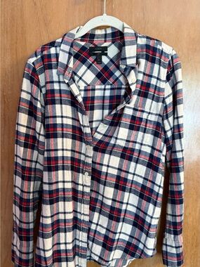 J. Crew Women’s Red, Navy & White Plaid Button-Down Shirt